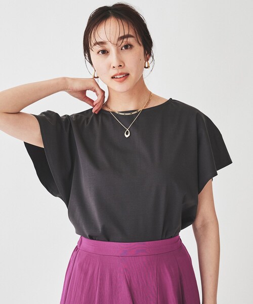 tシャツ 「コットンシルケットフレンチスリーブプルオーバー」 レディース UNTITLED tシャツ シルケットスムース フレンチスリーブプル