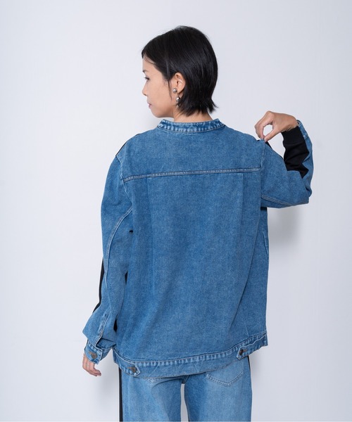 トレーナー スウェット 「ZOZO限定商品」フロントスウェットドッキングデニムトップス レディース DOLLUPOOPS トレーナー スウェット 「ZOZO限定商品」フロント