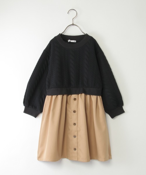 toccaトッカ　キッズ　子供　ニットドッキング　ブラック　ワンピース160cm toccaトッカ キッズ 子供 ニットドッキング ブラック ワンピース