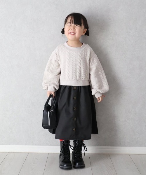 toccaトッカ　キッズ　子供　ニットドッキング　ブラック　ワンピース160cm toccaトッカ キッズ 子供 ニットドッキング ブラック ワンピース