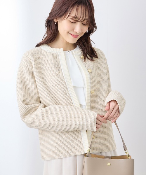 金ボタンサマーツイードジャケット ROPE' PICNIC ジャケット ノーカラージャケット 「サマー