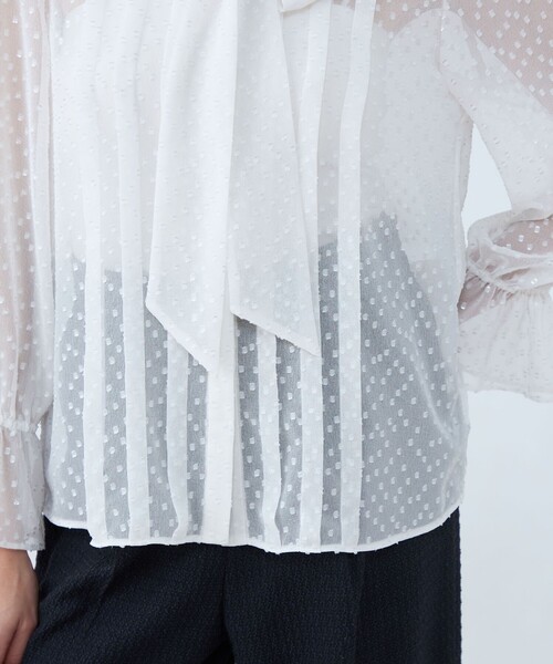 【美品】Ballsey ジャガードブラウス Ballsey ブラウス シャツ フォイルカットジャカード ボウタイ