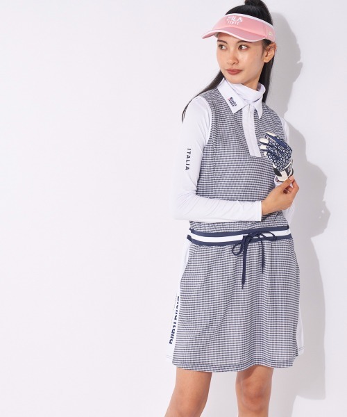 FILA GOLF ワンピース チェック柄ノースリーブワンピース(ショート丈
