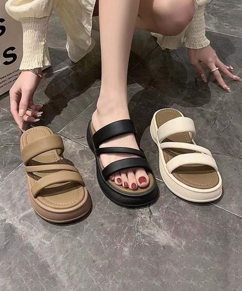 サンダル・ミュール McQ SLIPPER (682036R2810 9213) shoes365 サンダル 「shoes 365」ダブルストラップ厚底サンダル