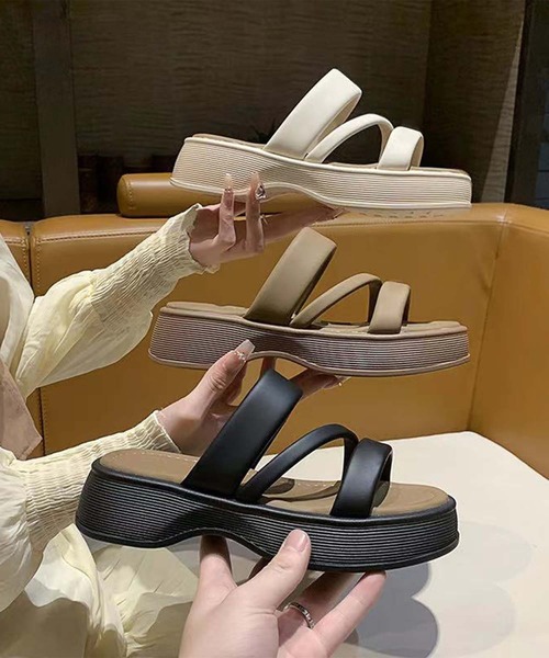 サンダル・ミュール McQ SLIPPER (682036R2810 9213) shoes365 サンダル 「shoes 365」ダブルストラップ厚底サンダル