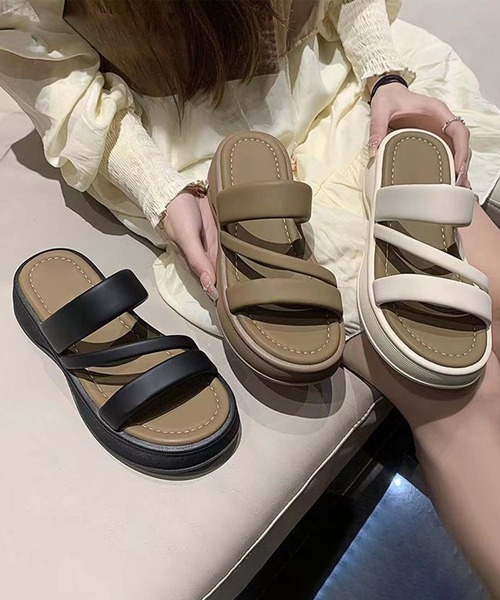 サンダル・ミュール McQ SLIPPER (682036R2810 9213) shoes365 サンダル 「shoes 365」ダブルストラップ厚底サンダル