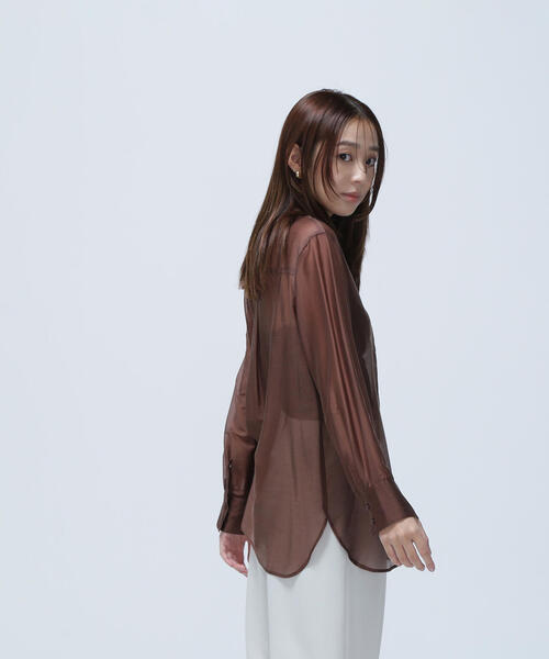 ブラウス シャツ カシュクールシャイニーシアーシャツ レディース NATURAL BEAUTY BASIC ブラウス シャツ 「Oggi掲載」シャイニー