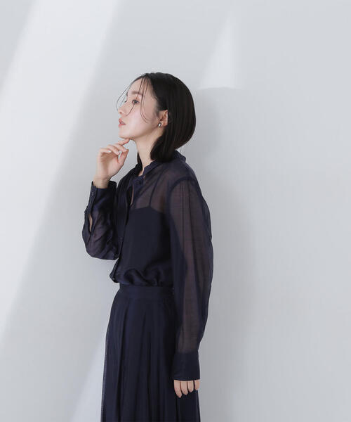ブラウス シャツ カシュクールシャイニーシアーシャツ レディース NATURAL BEAUTY BASIC ブラウス シャツ 「Oggi掲載」シャイニー