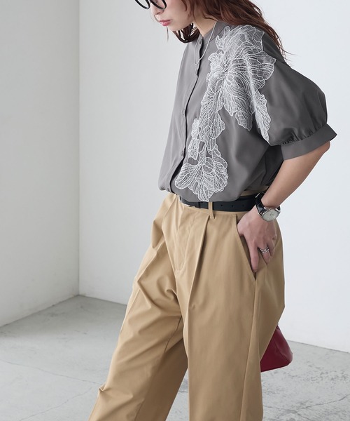 BONLECILL（ボンルシール） ブラウス シャツ フラワーレースボリューム