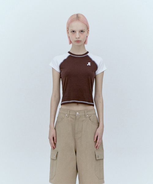 Tシャツ・カットソー Rest & Recreation RAGLAN CROP TOP 4BFK586 Rest & Recreation RAGLAN CROP TOP 4BFK586 (Rest & Recreation