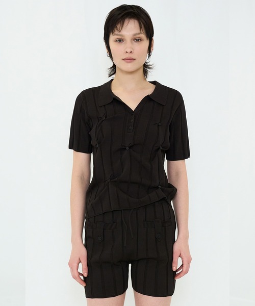 ニット セーター SMOOTH KNIT POLO SHIRT レディース
