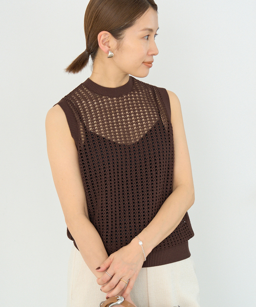 IENA ニット セーター メッシュノースリーブ レディース