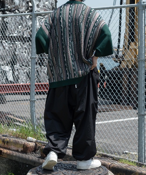 「Perushu」 半袖ニット LARGE ボルドー メンズ