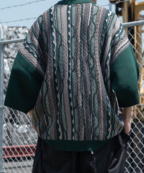 「Perushu」 半袖ニット LARGE ボルドー メンズ