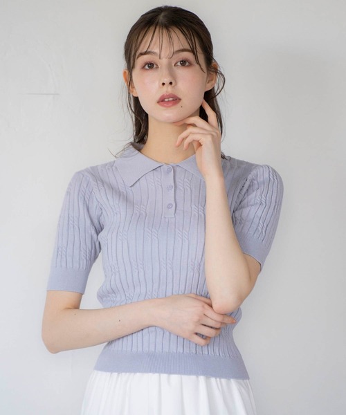 Noela ニット セーター ケーブルポロニット レディース