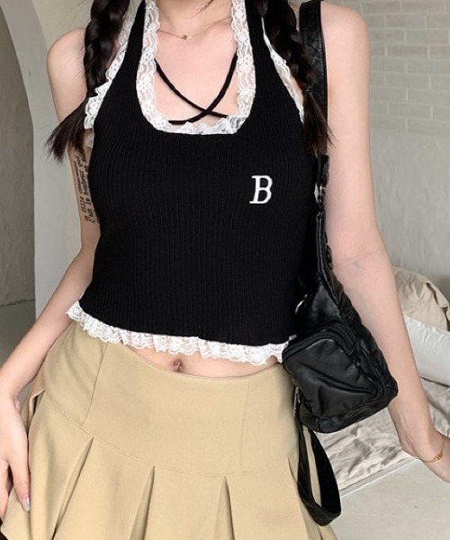 SHEENA（シーナ） タンクトップ ノースリーブ フロントクロスレース