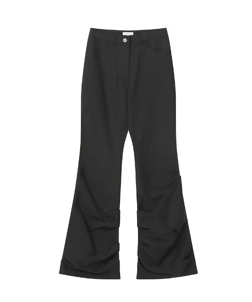 ★ MISEKI SEOUL★ Cotton shirring bootscut pants CHARCOAL M Miseki seoul】Shirring bootscut pants | OUR BRAND,Miseki