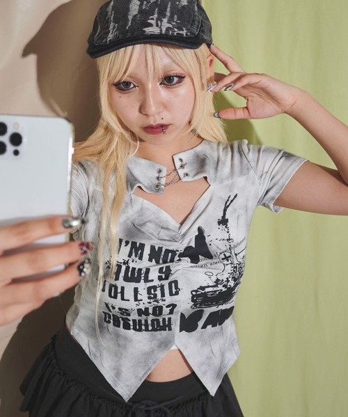 dispark tシャツ 半袖 DISPARK/フロントホールマルチデザインSSトップ