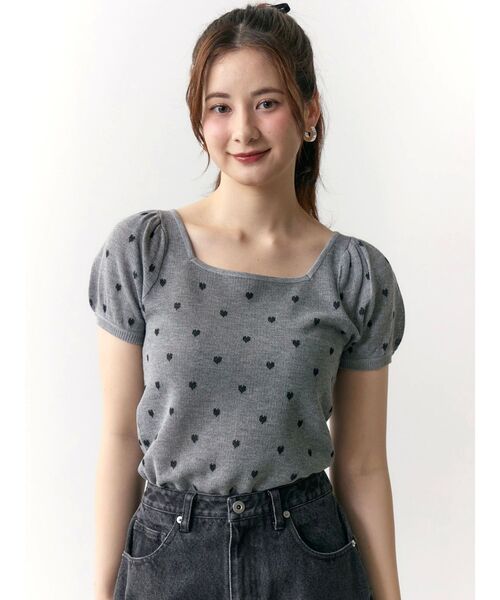 tシャツ ハートジャガードコンパクトニット レディース CALNAMUR tシャツ ハートジャガードコンパクトニット レディース
