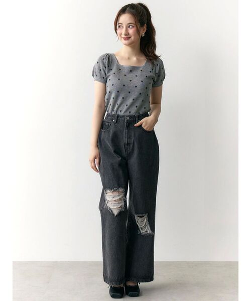 tシャツ ハートニット レディース CALNAMUR tシャツ ハートジャガードコンパクトニット レディース