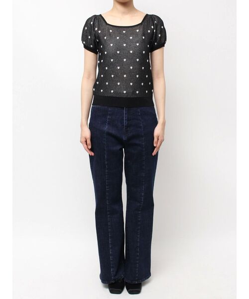 CALNAMUR tシャツ ハートジャガードコンパクトニット レディース