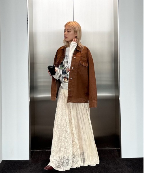 AMERI ロングスカート STRIPE DARWSTRING LONG SKIRT