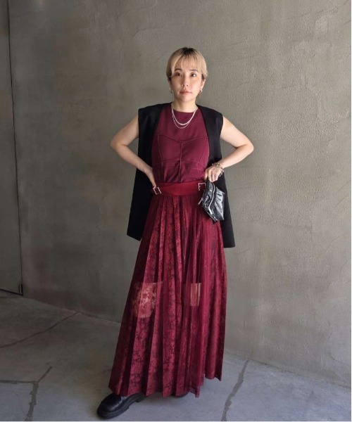 Ameri（アメリ） スカート LAYERED LACE PLEATS SKIRT : ZOZOTOWN
