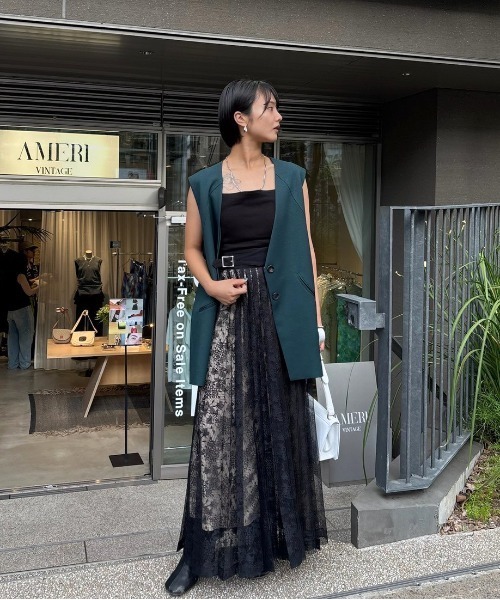 Ameri（アメリ） スカート LAYERED LACE PLEATS SKIRT : ZOZOTOWN