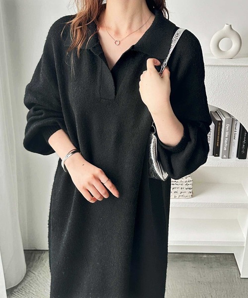 GeeRA（ジーラ） ワンピース スキッパーゆるニットワンピース