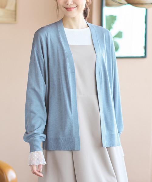 「Honeys」 「CINEMA CLUB」ニットカーディガン LL アイボリー レディース_画像3