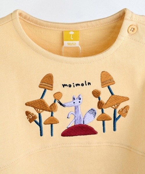 tシャツ フォックス刺繍配色長袖トップス キッズ 子供服 男の子 女の子