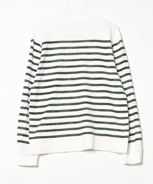 「BEAMS HEART」 ボーダー柄長袖Tシャツ L グリーン メンズ