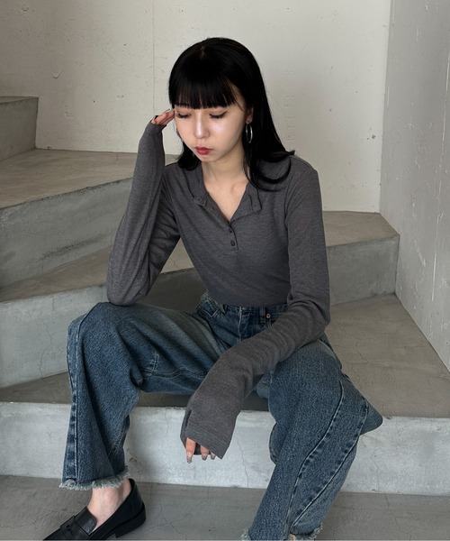 「feepur」 長袖カットソー MEDIUM ブラック レディース