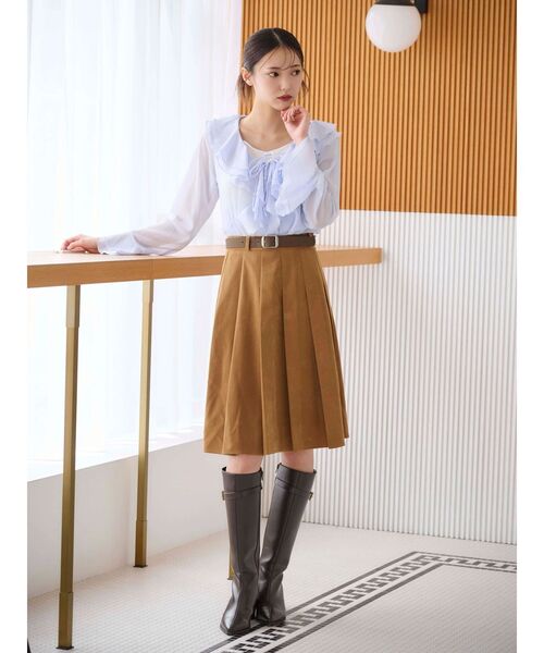 JULY NINE ふわかる2wayスカート 【キャメル】 MERCURYDUO（マーキュリーデュオ） スカート ニーレングスプリーツ