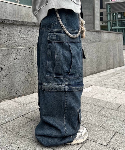 ダメージデニム ワイドパンツ y2k サブカル ストリー XU DOG XU