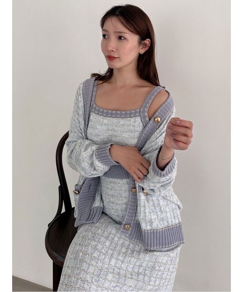 SNIDEL HOME ルームウェア 部屋着 ラメニットツイードワンピース