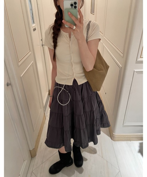 GIUNON スカート volume tiered lace skirt / ボリュームティアード