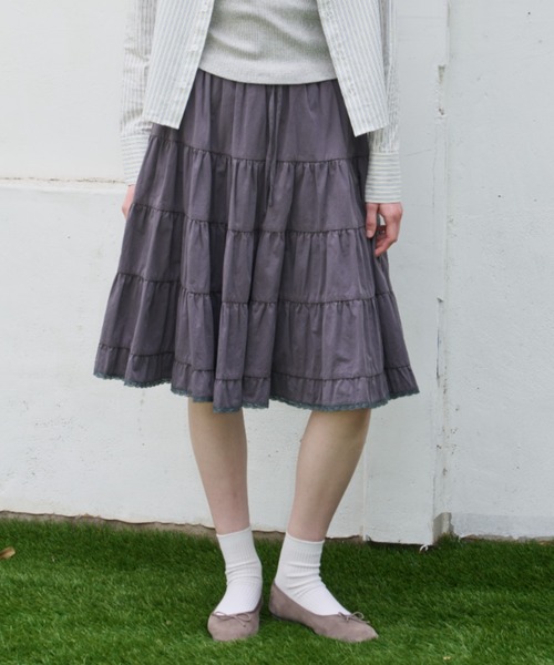 GIUNON スカート volume tiered lace skirt / ボリュームティアード
