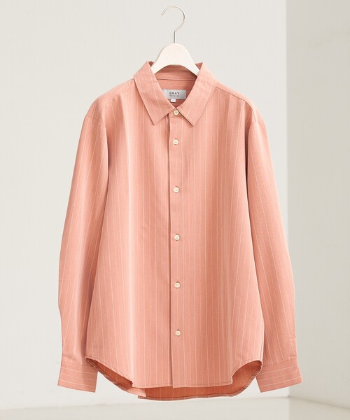 ABAHOUSE GRAY シャツ 「定番」レギュラーカラーストライプシャツ