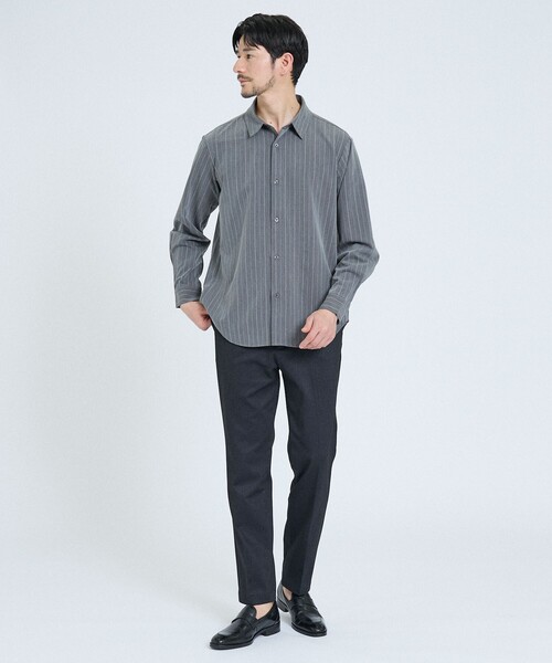 ABAHOUSE GRAY シャツ 「定番」レギュラーカラーストライプシャツ