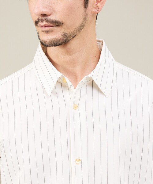 ABAHOUSE GRAY シャツ 「定番」レギュラーカラーストライプシャツ