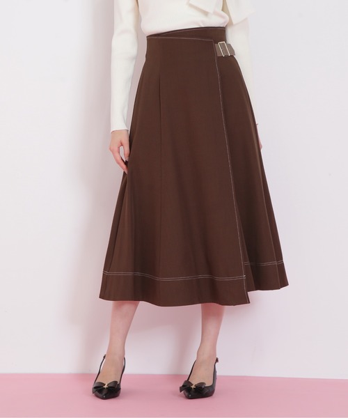 しろジルスチュアートブラウンスカートスーツ美品 JILL by JILL STUART（ジルバイジルスチュアート） スカート ラップ