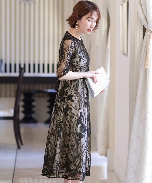 「PourVous」 「haremode」半袖ワンピース S グリーン レディース_画像3