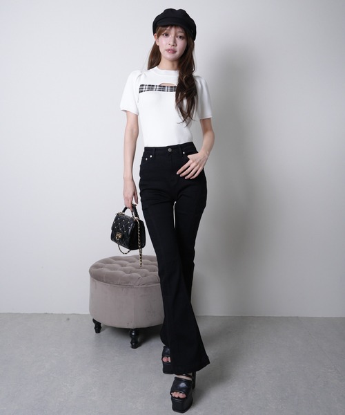 「LIPSERVICE」 半袖ニット FREE ブラック レディース_画像8