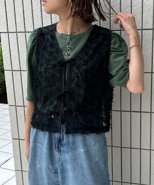 週末sale❣️L'Appartement Lace Vest 黒レースベスト 0400021913428_BLACK?wid=600&