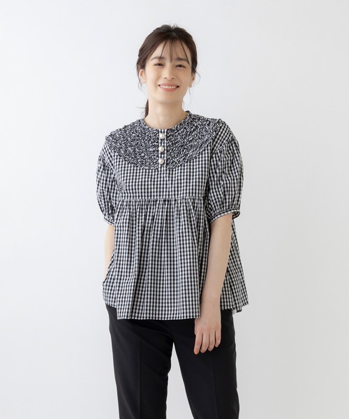 「Sono」 半袖ブラウス 1 ネイビー レディース_画像7