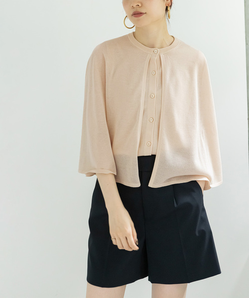 NOBLE（ノーブル） 7分袖ニットカーディガン FREE ネイビー レディース