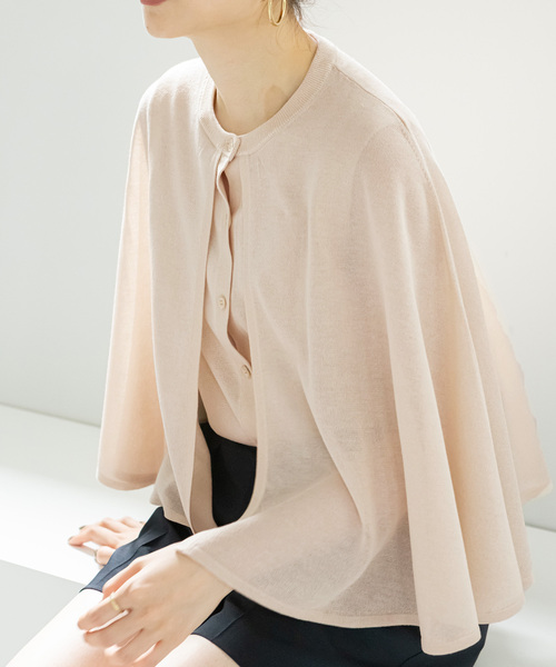 NOBLE（ノーブル） 7分袖ニットカーディガン FREE ネイビー レディース