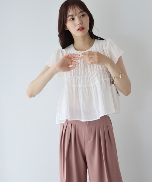 「BLUEEAST」 半袖ブラウス MEDIUM ベージュ レディース_画像3