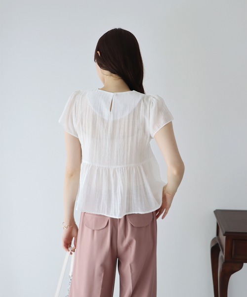 「BLUEEAST」 半袖ブラウス MEDIUM ベージュ レディース_画像7